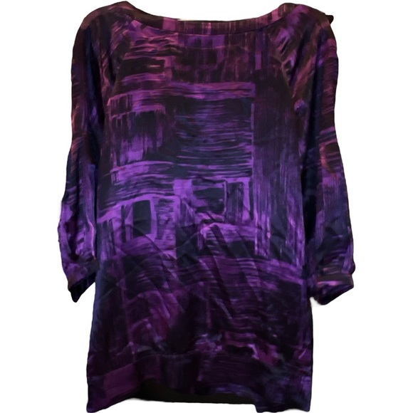 Anne Klein purple and black silk blouse. Size 2X - Picture 2 of 5